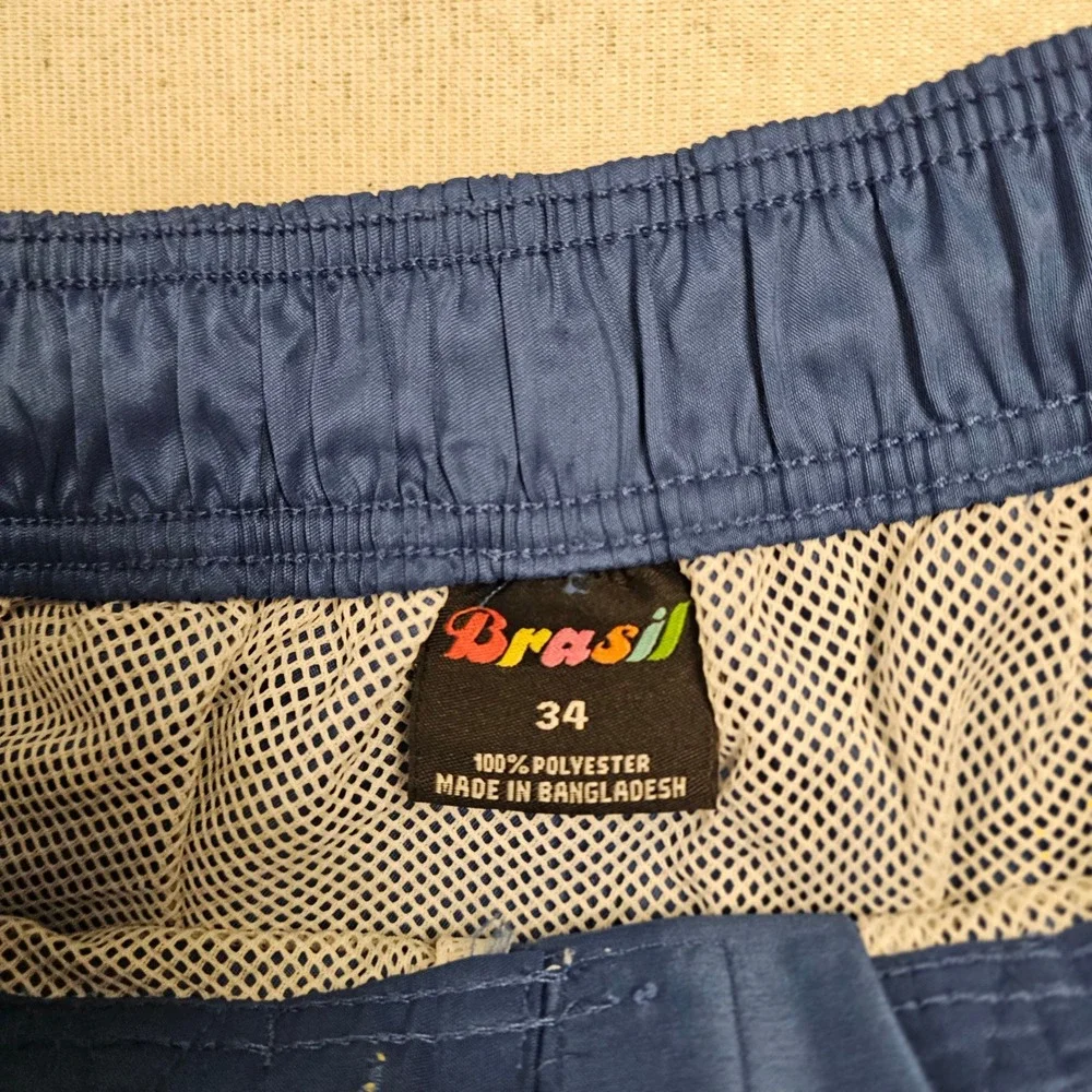 Brasil Men Swim Trunks Royal Blue Yellow Stripe Board Shorts Size 34  PLZZ7117MC